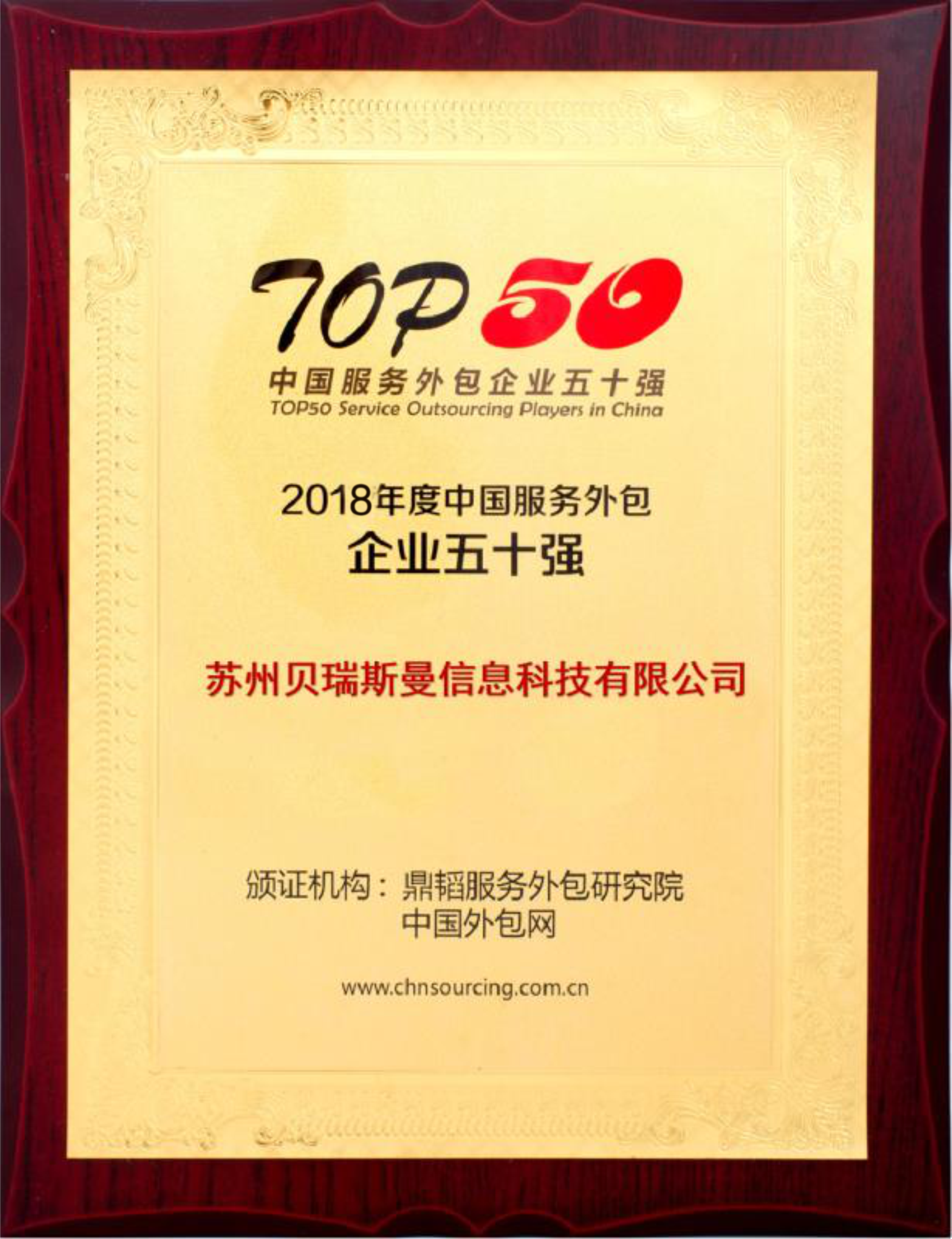 中國服務(wù)外包企業(yè)五十強(qiáng)